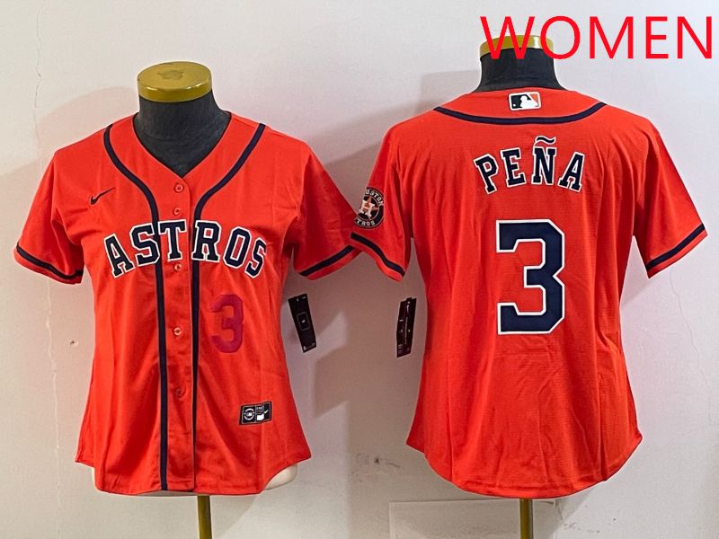 Women Houston Astros #3 Pena Orange Game 2025 Nike MLB Jersey style 4->women mlb jersey->Women Jersey